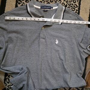 U.S. Polo Assn. Men's Heather Gray Polo with Contrast Trim